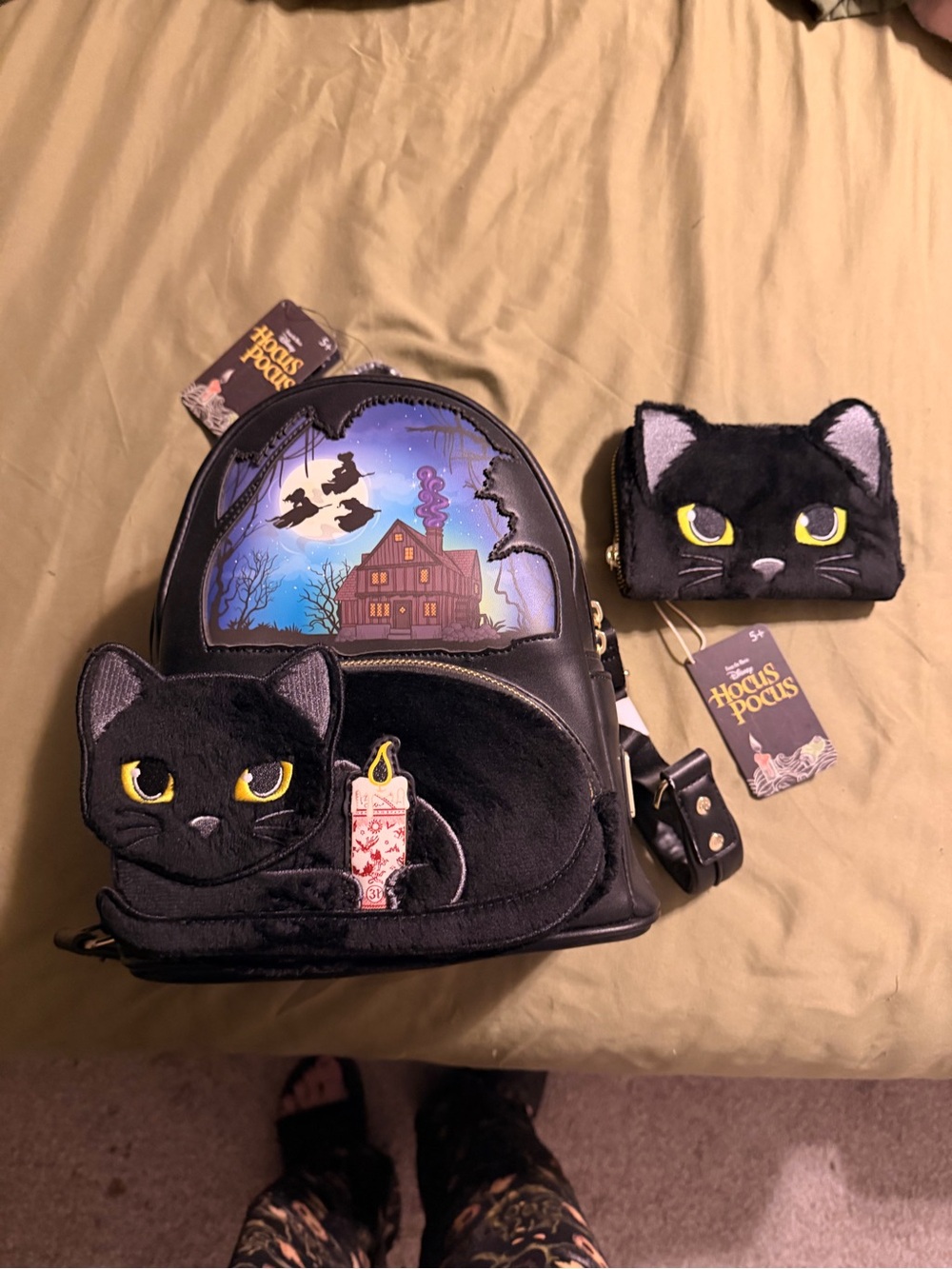 Loungefly Hocus Pocus Black Cat Backpack and Wallet Set